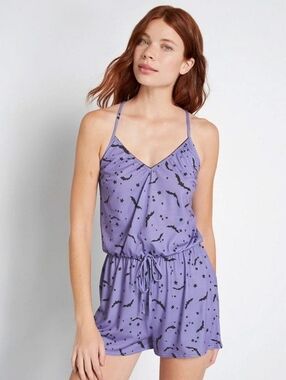 ModCloth Bats Sleep Romper w/Criss-Cross Adjustable Straps Breakfast for Dinner